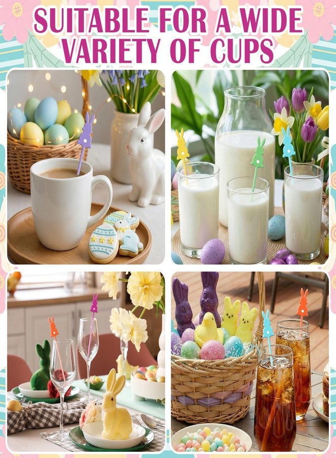 Romooa 30 Pcs Easter Drink Stirrers Rabbit Swizzle Sticks Colorful Bunny Drink Stirrers Reusable Plastic Stir Stick for Cocktail Coffee Tea Hot Cocoa Easter Spring Party Brunch Beverage 6 Inch - Image 5