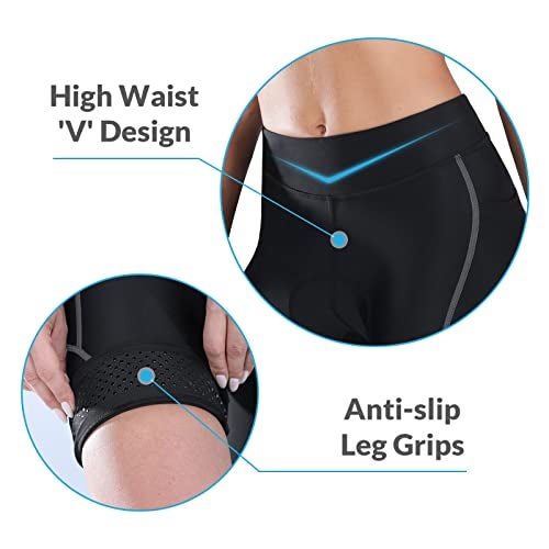 baleaf Women's Bike Shorts 4D Padded Cycling Spinning Road Bike Pockets Wide Waistband UPF50+, Grey XL - Image 4