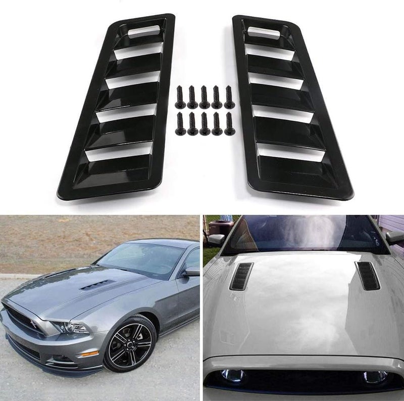 WENJTP Hoods Vents Bonnet Cover Hood Scoop for Cars Cold Air Flow Intake Fitment Louvers Cooling Intakes Intake Vent Cover (Black) - Image 1