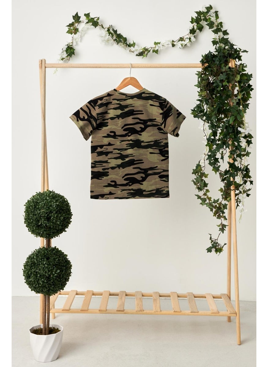 Babygiz Camouflage Boy's Short Sleeve Patterned Crew Neck Anti-Sweat, Soft Comfortable 100% Cotton Combed Cotton T-Shirt  - Image 5