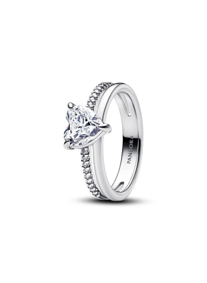 PANDORA Heart sterling silver ring with clear cubic zirconia