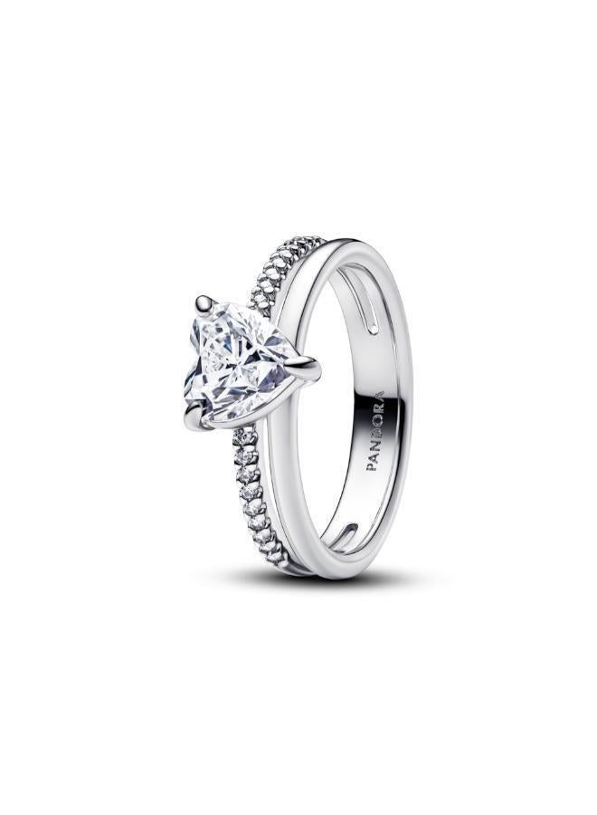 PANDORA Heart sterling silver ring with clear cubic zirconia - Image 1