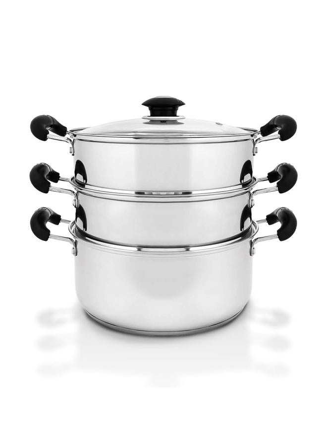 Concord Cookware 10" Stainless Steel 3 Tier Steamer Steaming Pot 24 CM (Induction Compatible) - Image 1