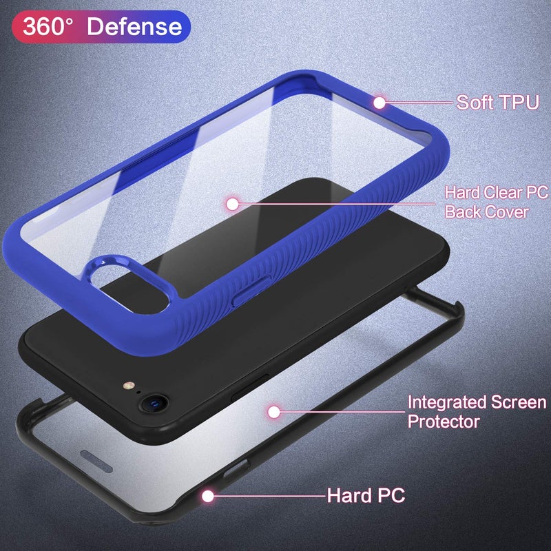 IDweel for iPhone SE 2020 Case,for iPhone 8 & 7 & SE 2022 Case(SE 2nd/3rd),Slim Fit Full-Body Shock Absorption Sturdy Cover with Build in Screen Protector, Heavy Duty Shock Resistant Hard Cover,Blue - Image 3