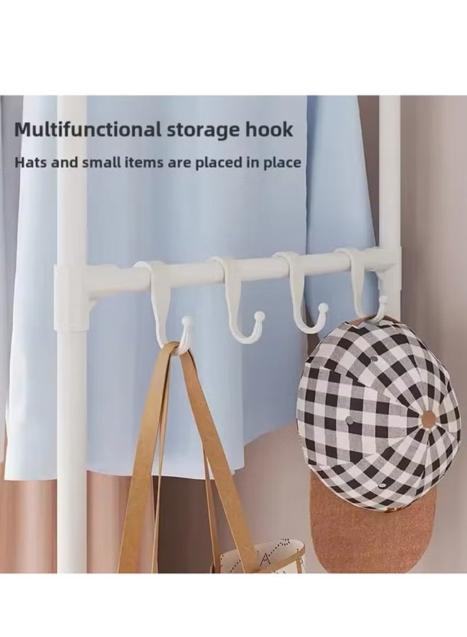 والالا رف معاطف معدني 3 في 1، وحامل ملابس، ومقعد تخزين للمدخل بإطار معدني صناعي وأرفف للأحذية، وخزائن لتعليق الملابس مع قضبان تعليق، مناسب لغرفة المعيشة، وغرفة النوم، وغرفة الملابس، مع ستارة، أبيض - 166 × 62 × 43 سم - Image 4