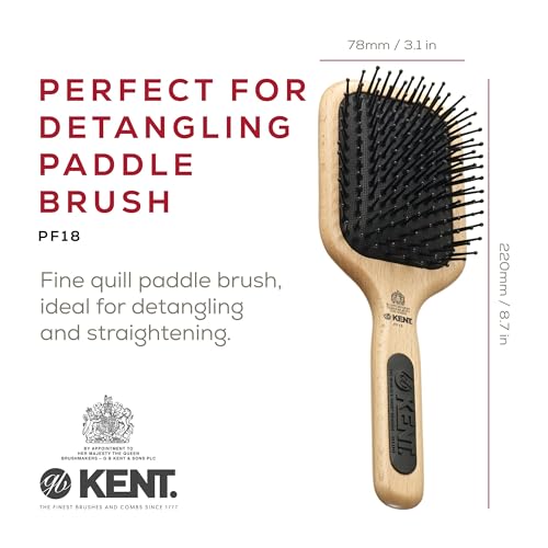 Kent PF18 Medium Cushion Paddle Brush Detangling for Fine Long Thick and Curly Hair Scalp Massager and Growth Stimulator Wet or Dry Use Made in England - Image 3