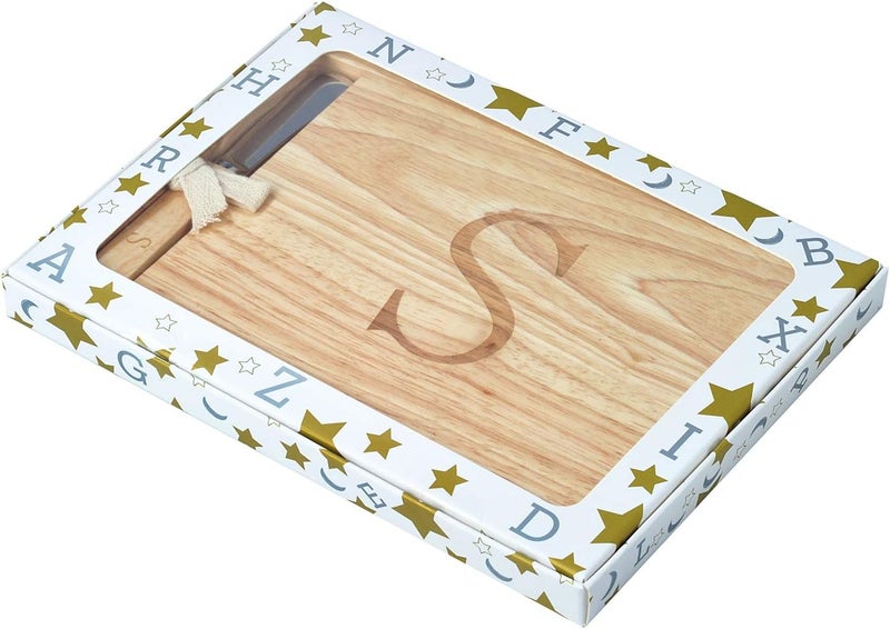 Miicol Wood Charcuterie Board, Monogram Cheese Board 10 Inch, Personalized Initial Cutting Board with Spreader, Unique Housewarming Gift, Ideal for Kitchen, Home, Letter S - Image 4