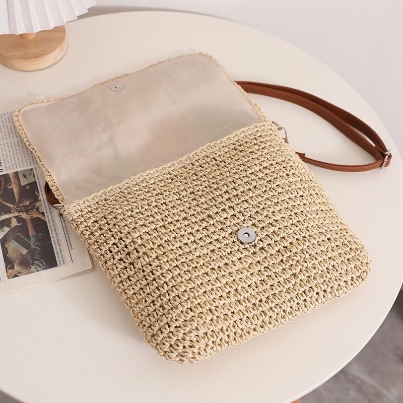 Source Grandmother'S Crossbody Straw Bag New Contrast Color Shoulder Straw Bag Women'S Beach Bag - Image 5