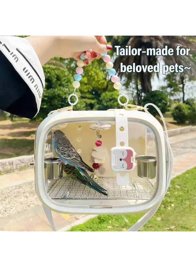 قفص طيور محمول أبيض عالي السعة شفاف خفيف الوزن ومتين - Image 3