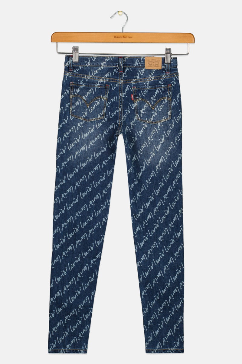 Levi's جينز ضيق مناسب للفتيات الصغيرات بتصميم مطبوع متعدد الألوان - Image 3