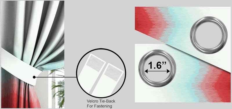 Casableu Long Printed Room Darkening Blackout Curtain Combo 4 Piece 2 Piece of Kudo Orange and Sunblock Orange in Eyelet Grommet Draperies Design for Door Window 45 Ft W X 7 Ft H - Image 5