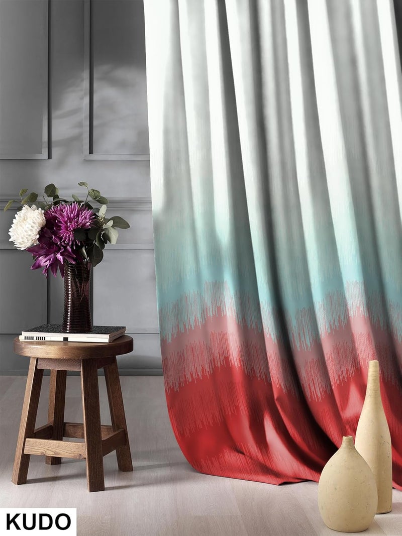 Casableu Long Printed Room Darkening Blackout Curtain Combo 4 Piece 2 Piece of Kudo Orange and Sunblock Orange in Eyelet Grommet Draperies Design for Door Window 45 Ft W X 7 Ft H - Image 4