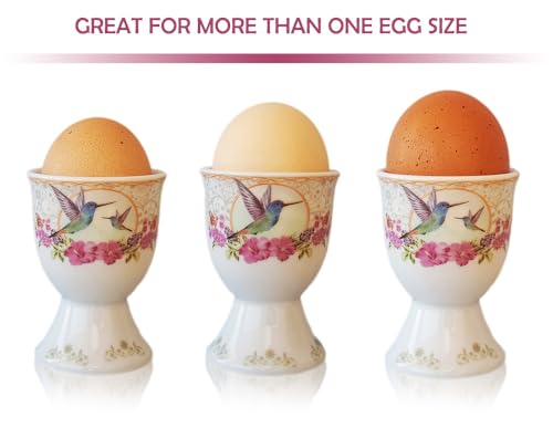 NobleEgg Boiled Egg Cups Topper Set | All-Inclusive Set | Egg Cups for Soft Boiled Eggs + Egg Timer Pro + Egg Spoons + Egg Topper Cracker + Gift Storage Box | Vintage Victorian Style | Set for 2 - Image 5