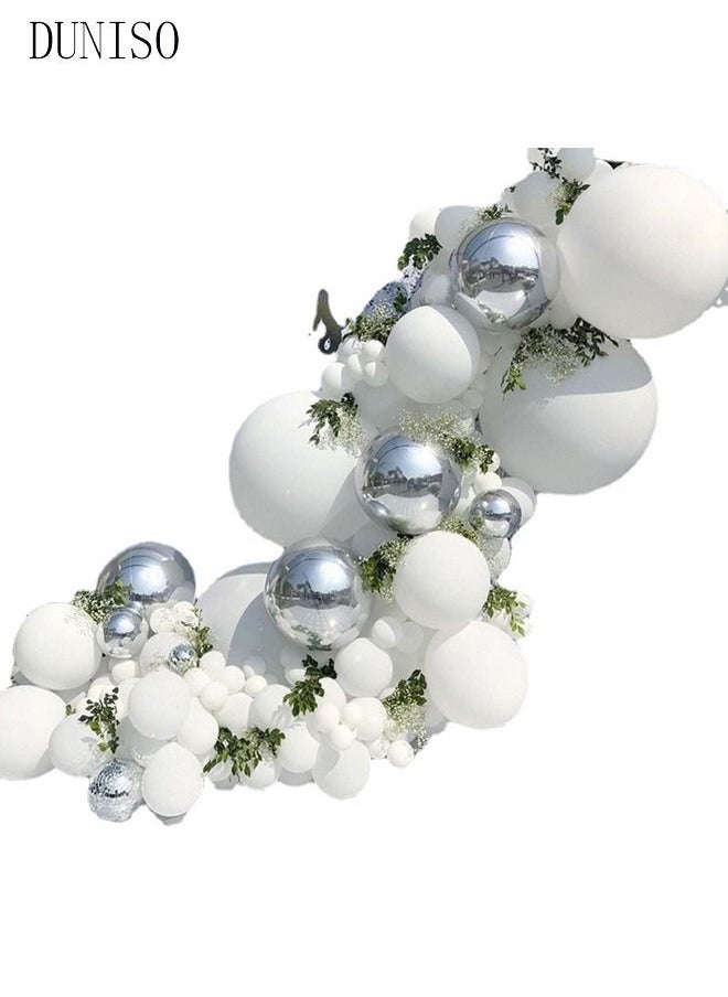 DUNISO 125PCS Balloon Garland Arch Kit Silver and White Latex Balloons Set For Baby Wedding Birthday Party Background Decorations  - Image 2