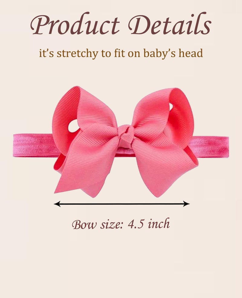 WillingTee Baby Girls 4.5 Inch Grosgrain Ribbon Boutique Hair Bows Headband, 30 Colors - Fantastic Hair Accessories for Baby Girls, Infants, Toddlers, Kids, Children & Teens - Image 3