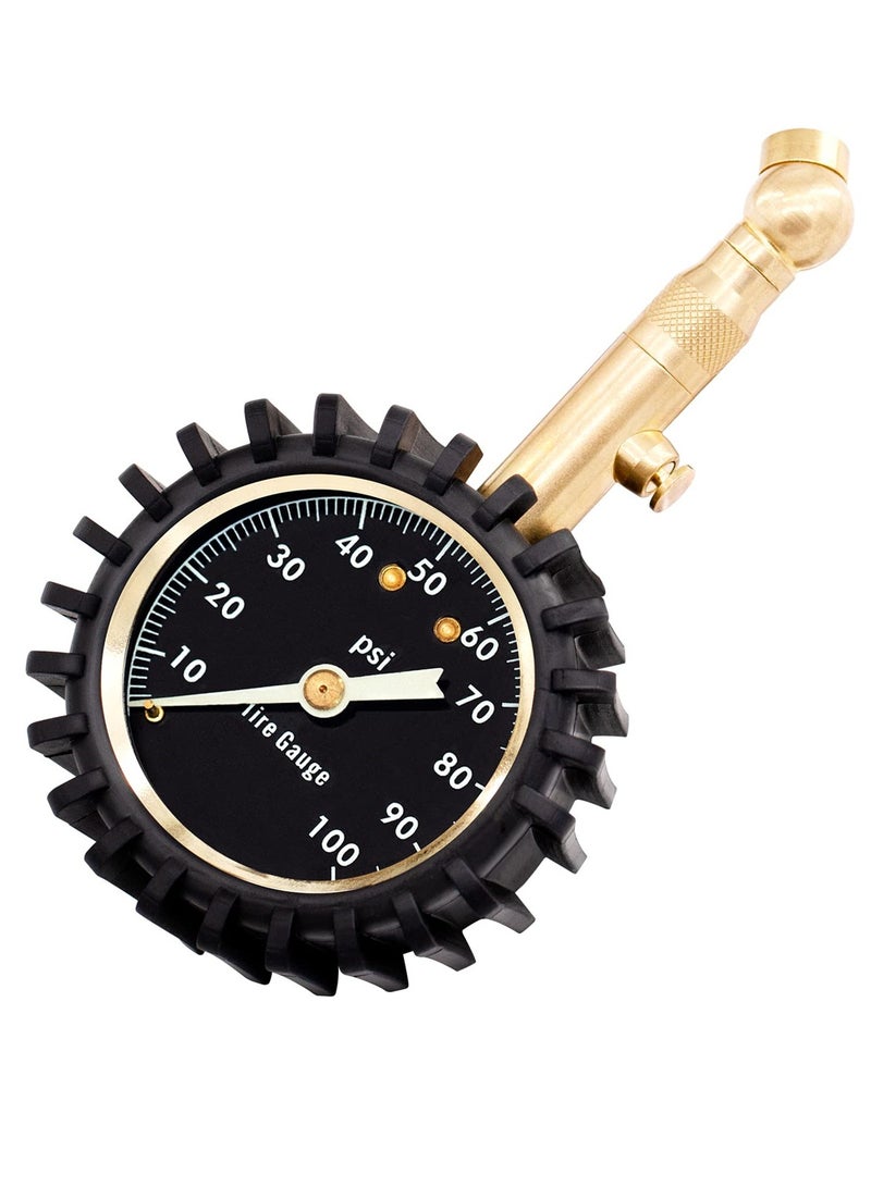 Professional Glow in The Dark Tire Pressure Gauge, ANSI Certified Heavy Duty Air Pressure Gauge 0-100 PSI for Cars, Trucks, RVs, Bicycles, and Motorcycles - Image 1