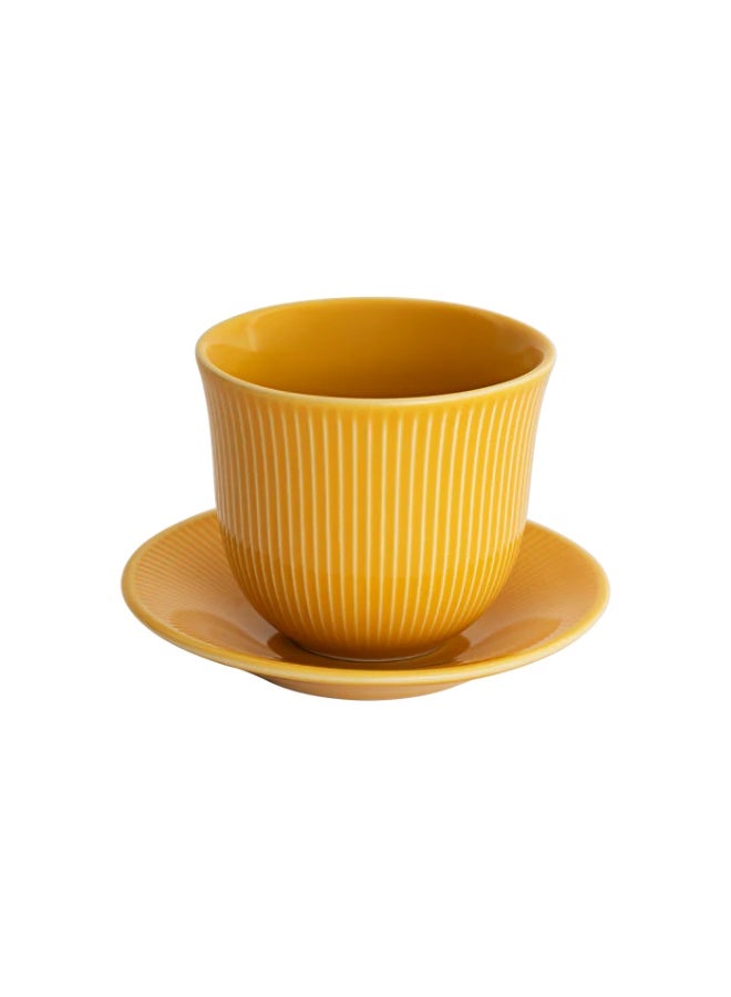 Loveramics Brewers 250ml Embossed Porcelain Tasting Cup With 13cm Plate Yellow