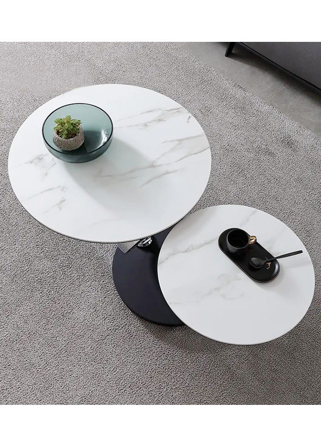 fashionhome 1-Piece Multipurpose Rotatable Shelves Coffee Table Strong Ring Shape Base Metal Side Table Adjustable Position Center Table Serving Table for Living Room 135x43 cm (Fully Assembled) - Image 4