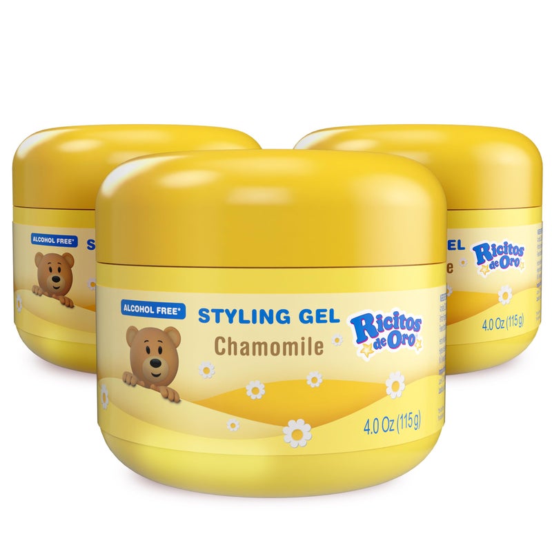 Ricitos de Oro Chamomile Hair Gel – Alcohol-Free Gentle Styling Gel for Kids with Chamomile Extract, Non-Greasy, 3-Pack of 4.05 oz - Image 3