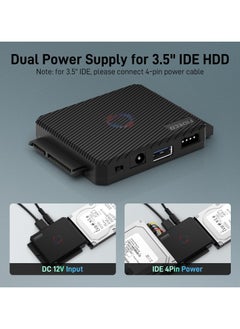 FIDECO FIDECO SATA/IDE to USB 3.0 Adapter, Hard Drive Adapter Cable Converter for Universal 2.5/3.5 Inch SATA and IDE HDD, 2.5 Inch SSD, 5.25-Inch.  - Image 3