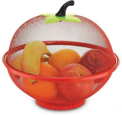 Selunay Fresh Fruits Storage Drain Basket Multi-Purpose Vegetable Washing & Storage Basket with Lid Insect-Proof Fruit Keeper - Image 1