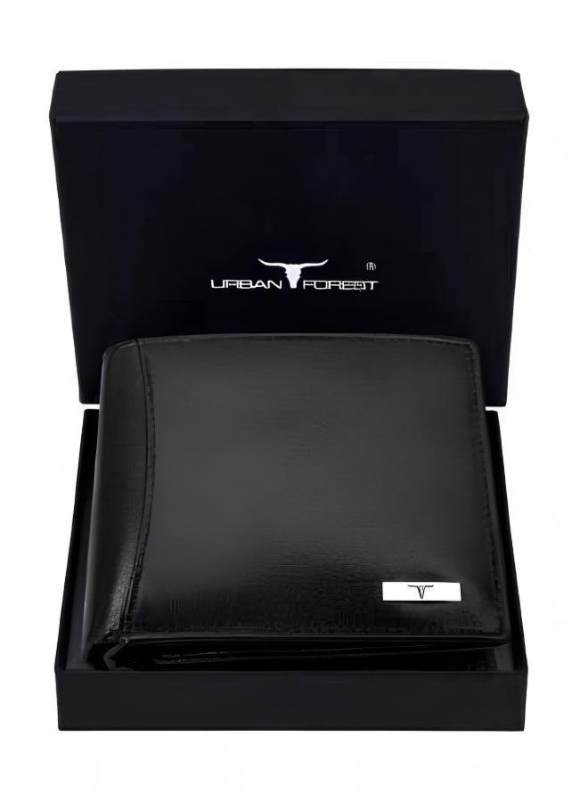 URBANFOREST URBAN FOREST Oliver Aniline Black Leather Wallet for Men, Stylish Bifold Wallet with 6 Card Slots, 2 Currency Compartments and 3 Transparent Sections, Premium Gift for Men - Image 1