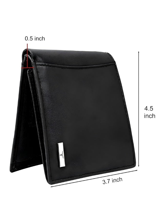 URBANFOREST URBAN FOREST Oliver Aniline Black Leather Wallet for Men, Stylish Bifold Wallet with 6 Card Slots, 2 Currency Compartments and 3 Transparent Sections, Premium Gift for Men - Image 5