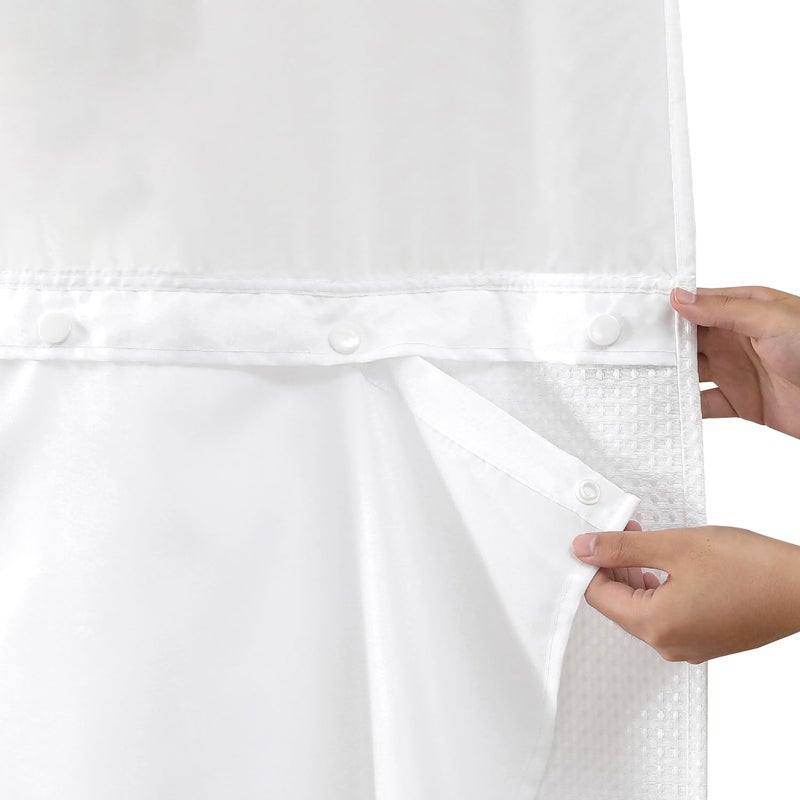 eachope 2 Pack Fabric Snapin Shower Curtain Liner ReplacementCompatible with Hookless Shower Curtain with Snap in Liner Removable  WaterRepellentMachine Washable70x54White