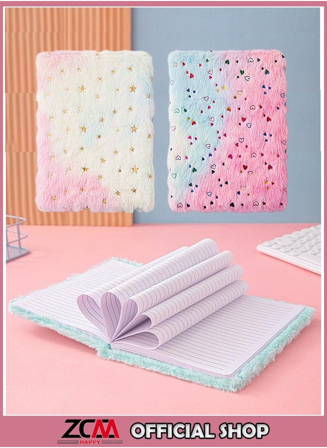 ZCM-HAPPY - 2 Pieces Cute Plush Notebook Girls Dream Gift Notepad Journal Notebook Diary Writing Pads Notebooks Pack Writing Pads and Diaries Notepads Diary Writing Pad Notepad Journal Journal Notebook Pack Cute Notepad for Kids - Image 1
