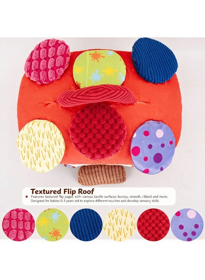 AIPINQI 2-in-1 Mushroom House Sensory Play Set, Soft Multi Texture Plush Educational Toy with 5 Animal Figures, Hidden ABC Letters & Numbers Flip Pages, Fine Motor Sensory Training Gift for Toddlers 0-3 Years Old - Image 3