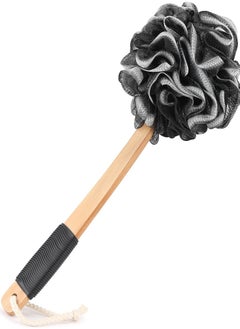 Bamboo Charcoal Bath Ball Non-slip Rubber Handle Bath Brush Bath Wipe Clean and Care Back Wooden Handle Bath Flowers and Bath Balls