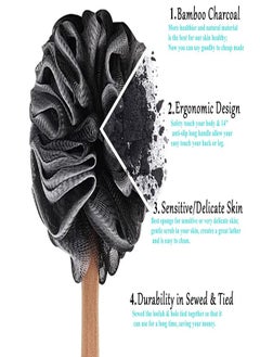 Oasisgalore Bamboo Charcoal Bath Ball Non-slip Rubber Handle Bath Brush Bath Wipe Clean and Care Back Wooden Handle Bath Flowers and Bath Balls  - Image 4