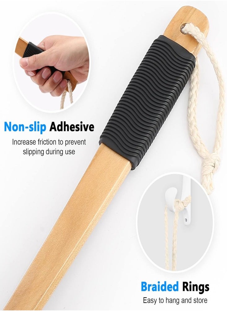 Oasisgalore - Bamboo Charcoal Bath Ball Non-slip Rubber Handle Bath Brush Bath Wipe Clean and Care Back Wooden Handle Bath Flowers and Bath Balls - Image 1