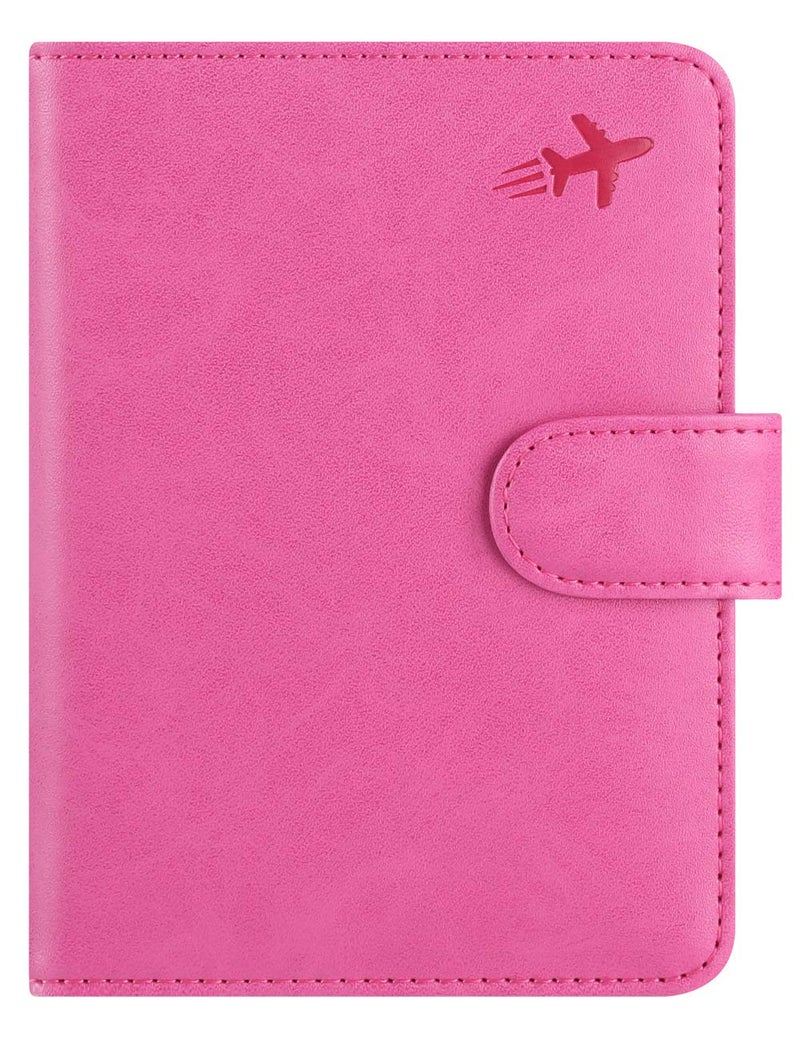 PASCACOO Passport Holder Cover Wallet RFID Blocking Leather Card Case Travel Accessories for Women Men (#Pink) - Image 1