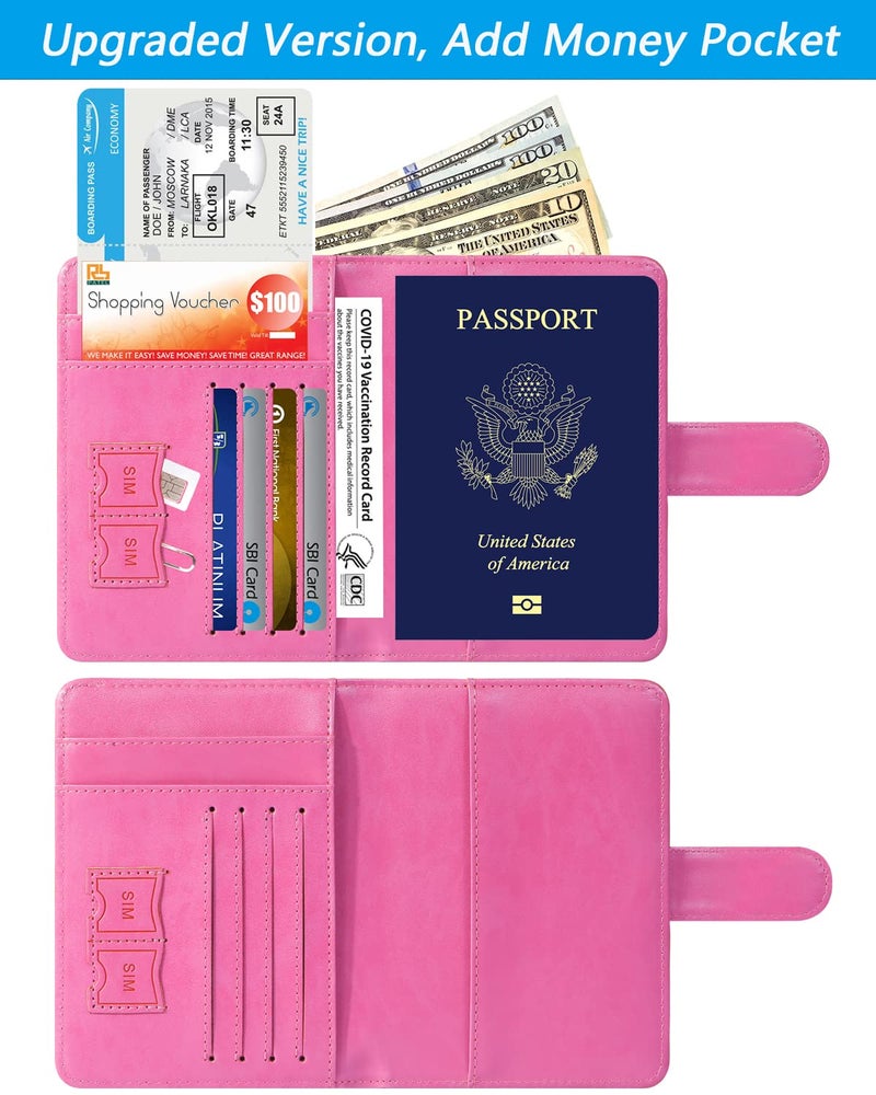 PASCACOO Passport Holder Cover Wallet RFID Blocking Leather Card Case Travel Accessories for Women Men (#Pink) - Image 4