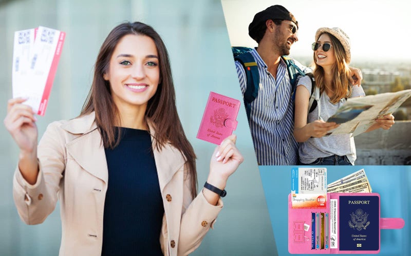 PASCACOO Passport Holder Cover Wallet RFID Blocking Leather Card Case Travel Accessories for Women Men (#Pink) - Image 3