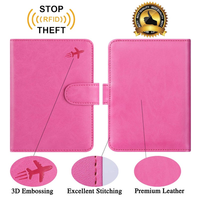 PASCACOO Passport Holder Cover Wallet RFID Blocking Leather Card Case Travel Accessories for Women Men (#Pink) - Image 2