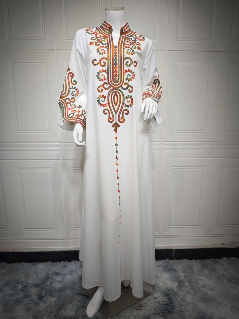 Ab417 2024 Muslim Fashion Women'S Embroidery Rope Embroidery Middle East Robe Arab Dress - Image 1