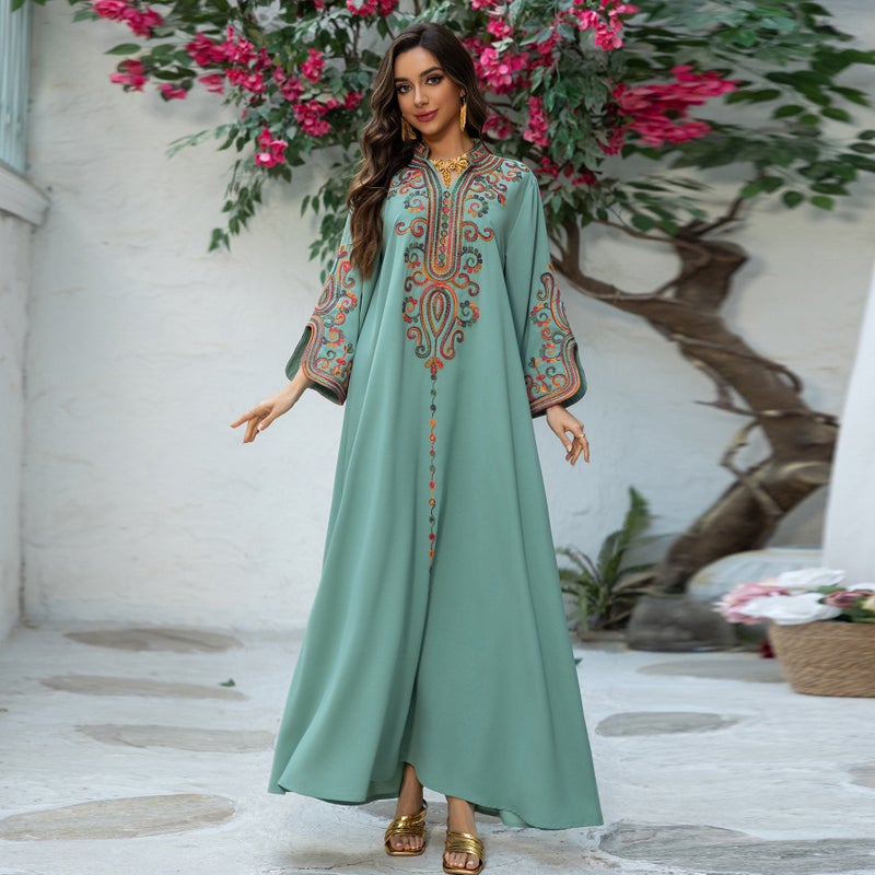 Ab417 2024 Muslim Fashion Women'S Embroidery Rope Embroidery Middle East Robe Arab Dress - Image 4