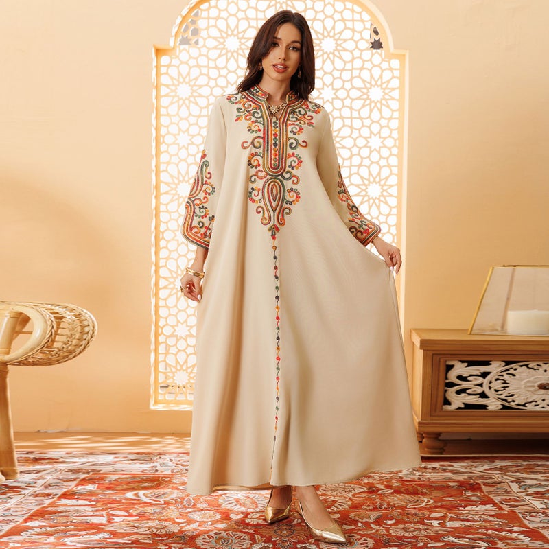Ab417 2024 Muslim Fashion Women'S Embroidery Rope Embroidery Middle East Robe Arab Dress - Image 5