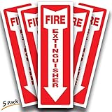 iSYFIX iSYFIX Fire Extinguisher Signs Stickers Ã¢â‚¬â€œ 5 Pack 4x12 Inch Ã¢â‚¬â€œ Premium Self-Adhesive Vinyl Decal, Laminated  - Image 1