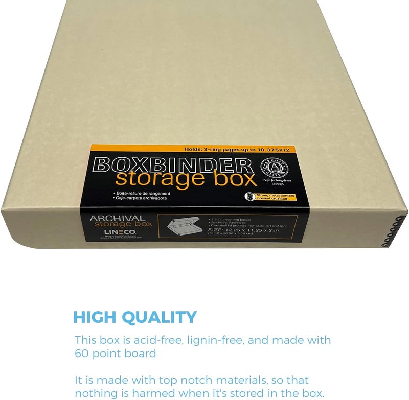 Lineco , Archival Tan 3-Ring Binder Preservation Album Box 12.25 x 11.25 x 2 Inch. Unique Design to Store, Preserve, Organize Photos, Art, Photography, Crafts Acid-Free - Image 3