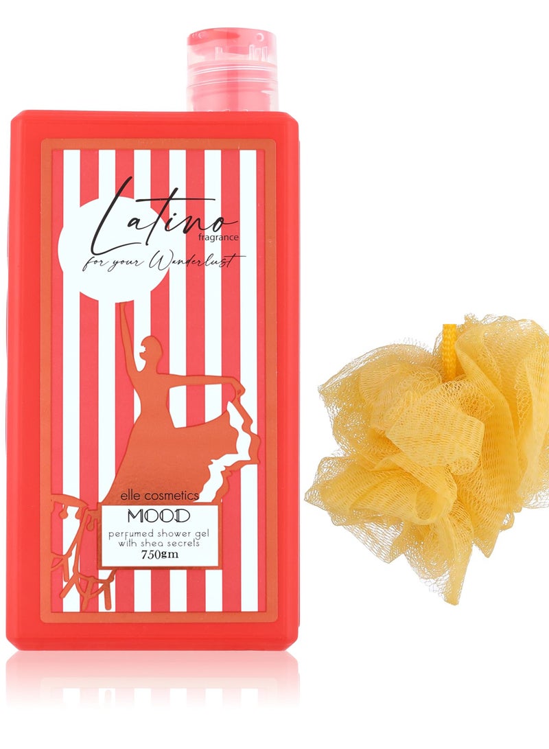 Mood Shower Gel Latino 750 Gm + Lofa Multi Color