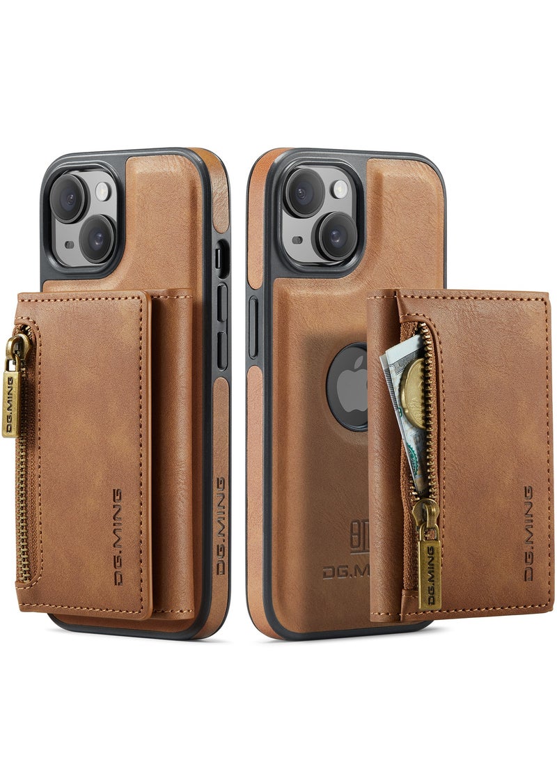 Dg Ming 2 in 1 Clutch Wallet for Iphone 14, Vintage Slim Leather Case Magnetic Detachable Tri-Fold Wallet, Leather Case with Card Holder Pocket Slim Case  - Image 1