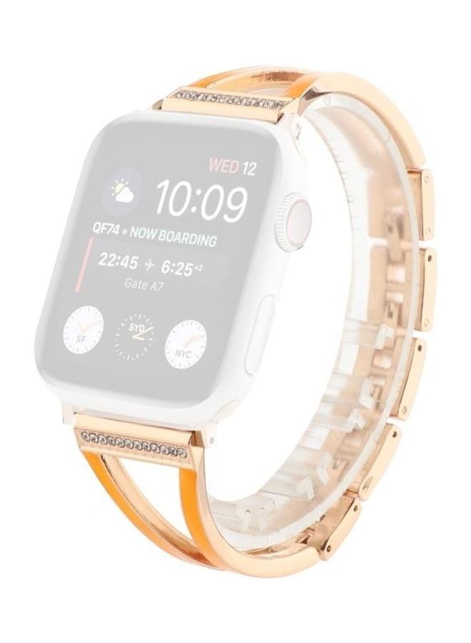 NIBEMINENT Fork Watchband For Apple Watch Series 7 41mm/6 & SE 5 4 40mm/3 2 1 38mm Gold - Image 1