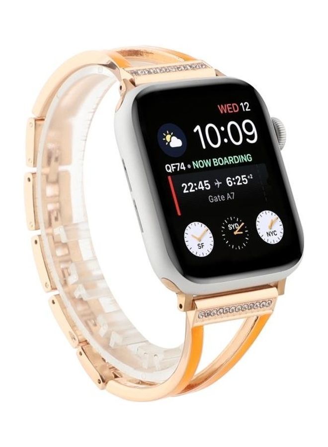 NIBEMINENT Fork Watchband For Apple Watch Series 7 41mm/6 & SE 5 4 40mm/3 2 1 38mm Gold - Image 2