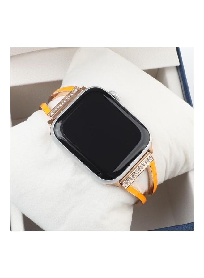 NIBEMINENT Fork Watchband For Apple Watch Series 7 41mm/6 & SE 5 4 40mm/3 2 1 38mm Gold - Image 3