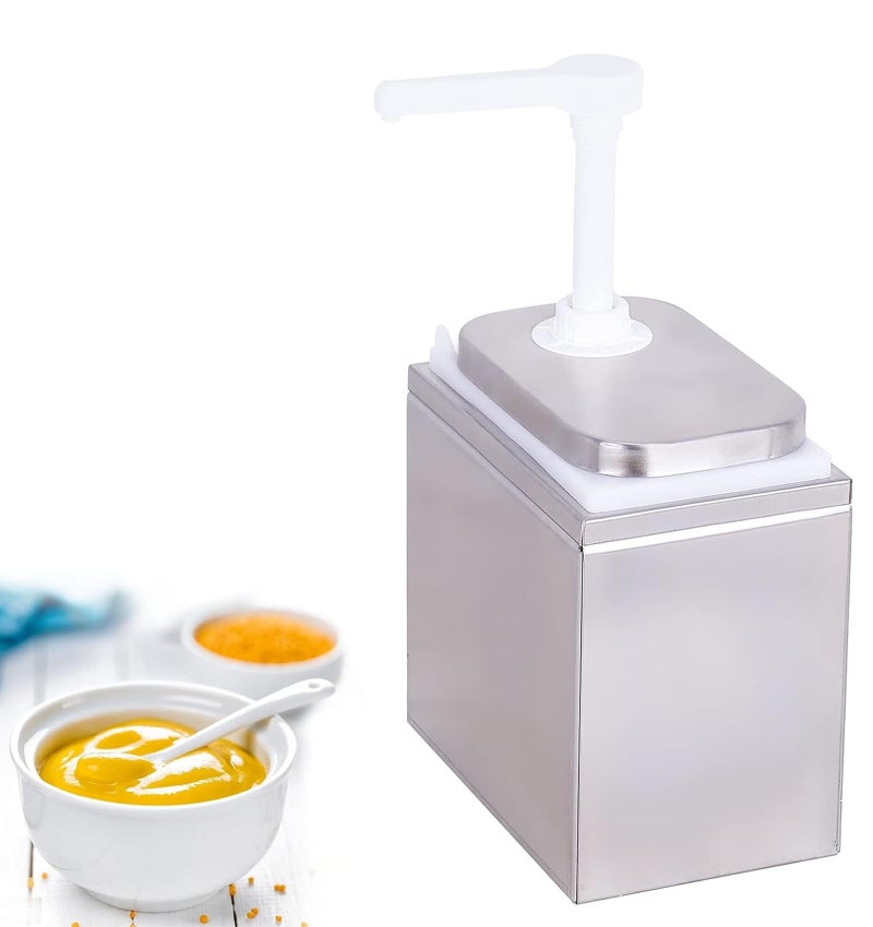 Saladulce Saladulce 2L Sauce Dispenser Pump Stainless Steel Condiment Pump Station Condiment Pump Dispenser with 21 Quart Jar 