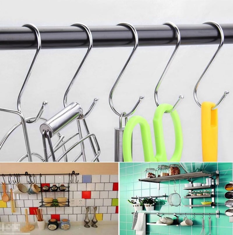 Soqool 12PCS 4.8Inch Heavy Duty S Hooks, Stainless Steel, Double Sided Utility Hooks for Shower Curtain Rod, Closet, Kitchen - Image 3