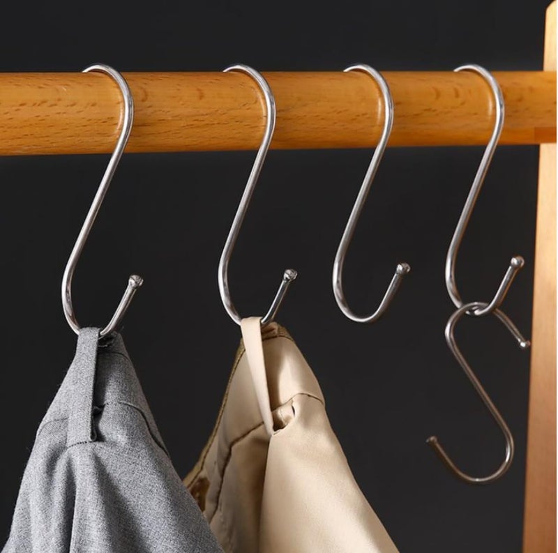 Soqool 12PCS 4.8Inch Heavy Duty S Hooks, Stainless Steel, Double Sided Utility Hooks for Shower Curtain Rod, Closet, Kitchen - Image 4